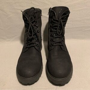 ALDO Combat Boots Women Sz 9 Army Green Reflow Knitted Lace Up Chunky Mid Calve